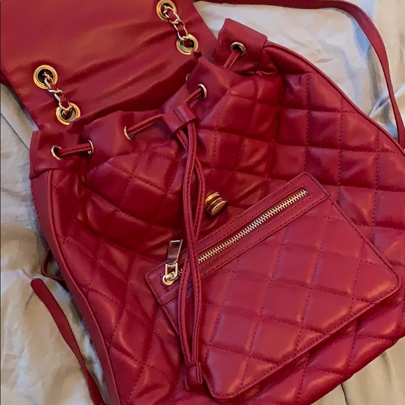 Red Quilted Backpack - Picture 3 of 4